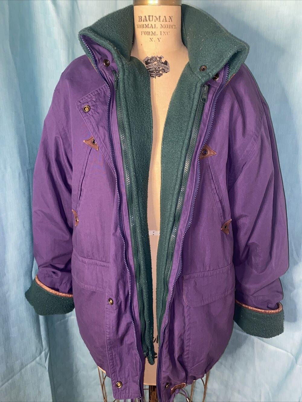 MULBERRY STREET PURPLE Teal Puff Jacket Coat Size Small Made In Russia